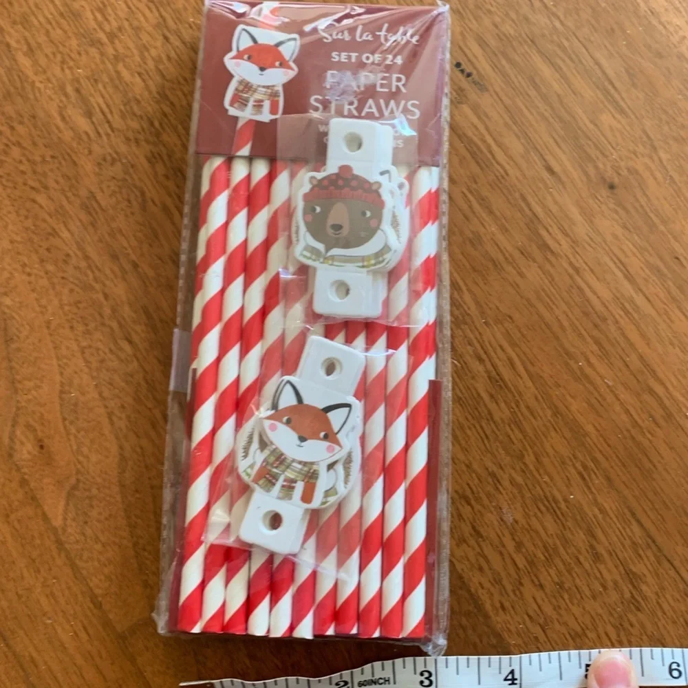 Sur La Table paper straws with slide on characters NWT
